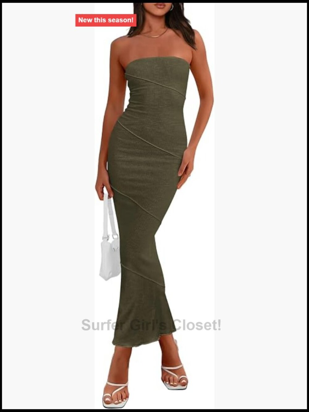 Strapless Bodycon Maxi Dress Sleeveless Tube Y2K Ribbed